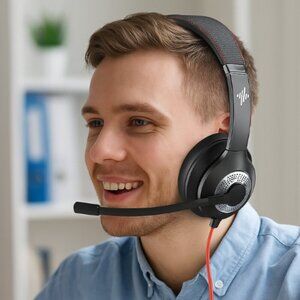 USB Headset with Mic for PC & Laptop Noise Cancelling Wired Headphones